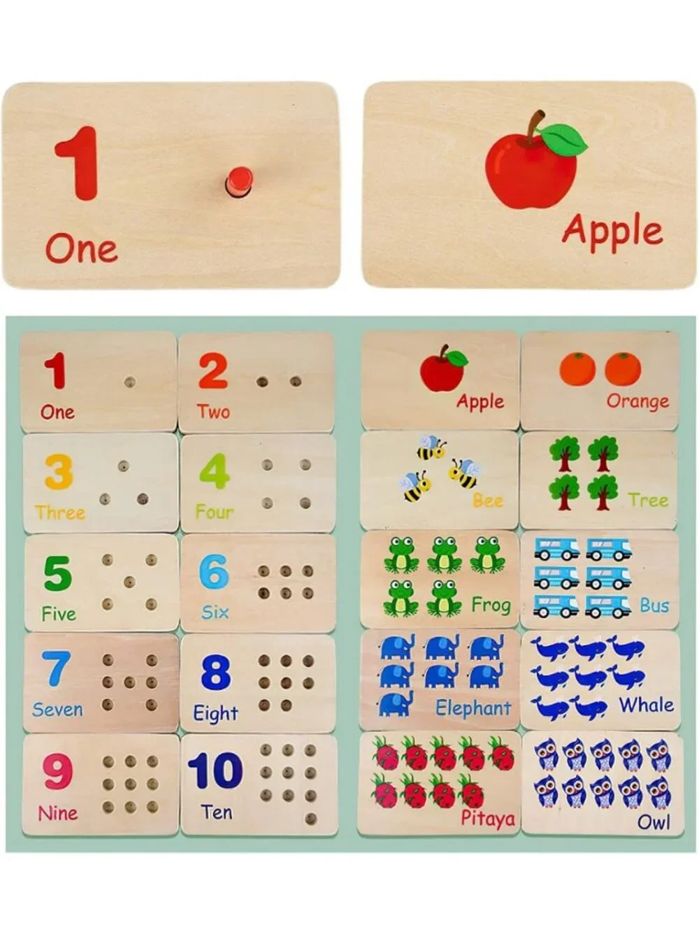 Colorful Montessori Counting Blocks Peg Board - Wooden Math Toy for Toddlers